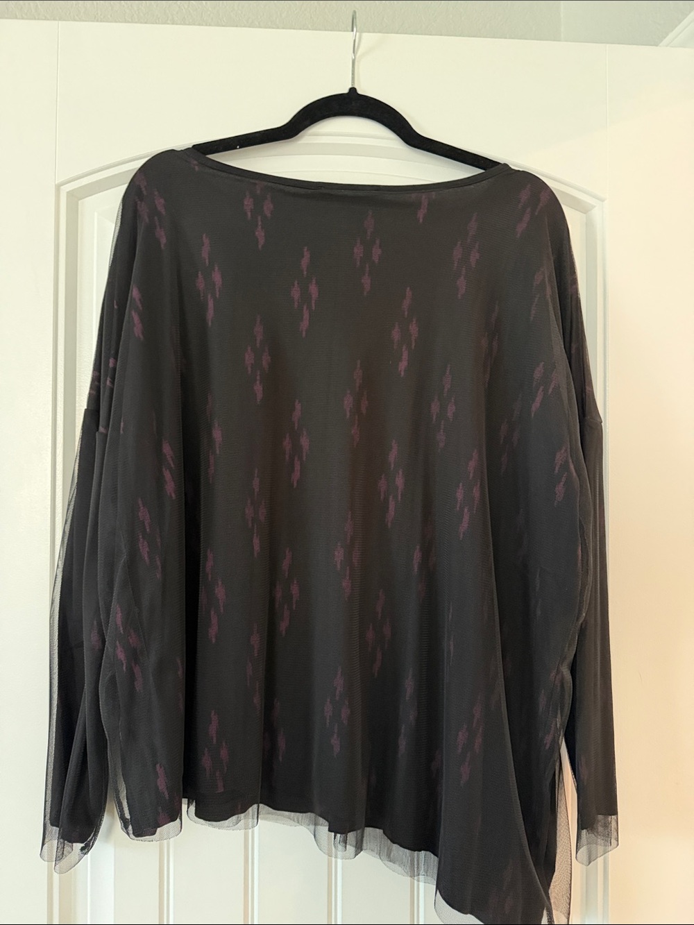 Kozan Black Mesh Long-Sleeve Top with Purple Accent - Picture 3 of 5
